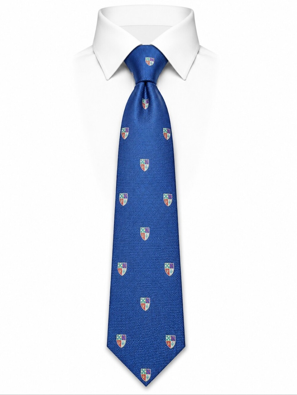 LANDS' END | Blue Crest Silk Necktie Extra Long Classic Logo Tie | 62"